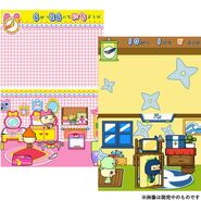 Tamagotchis interacting with items in their houses