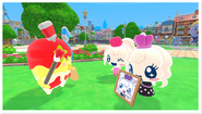 Paintotchi giving Miraitchi and Clulutchi a painting