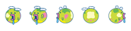 The Tamagotchi Planet at five different angles.