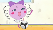 Makiko's attempt at kicking the ball