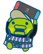 Kuchipatchi holding a Nintendo Switch