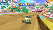Mametchi taking on the Yoshi Cup's challenge; collecting 75 coins.