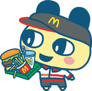 Mametchi as a McDonalds employee