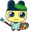 Mametchi in art class uniform.
