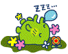 Kuchipatchi taking a nap on a flowerbed