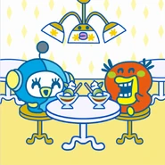 Eating matcha parfaits with Picochutchi