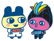 Mametchi and Hypertchi sharing Nintendo Joy-Con controllers