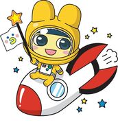 Mametchi as an astronaut