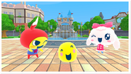 Charatchi, Marutchi, and Yumemitchi in a park