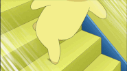 Mametchi going down the stairs