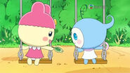 Chamametchi and Winditchi on the swings