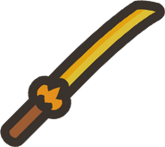 Golden katana - "It's a longer but heavier sword."