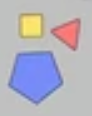 A triangle with a square and a pentagon.
