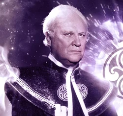 The Burner Doctor in Time Lord robes.