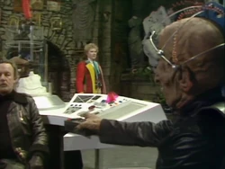 Davros meets the Sixth Doctor.