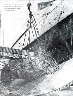 The cargo of the  in unloaded at the  in the 