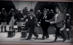The  travelling back to when Laurel and Hardy performed a dance in one of their films