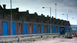 Dockside warehouse exterior