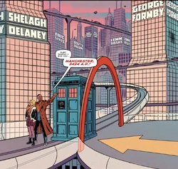 The Jason Orange Plaza in  . (:  [+]Alan Barnes, DWM Comics (Panini Magazines, 2024)