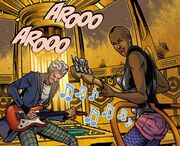 Hattie and the Doctor play guitar