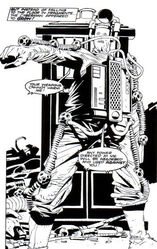 A Cyberman outside the TARDIS. (COMIC: Junk-Yard Demon [+]Steve Parkhouse, DWM Comics (Marvel Comics, 1981).)