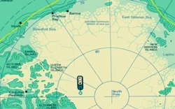 Banks Island on a map of the Arctic Circle