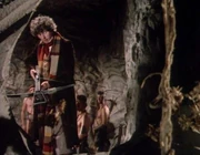 The Doctor readies a . (:  [+]Chris Boucher, Doctor Who season 14 (BBC1, 1977)