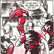 is chased by Dalek humanoids (:  [+]Brad Ashton and Terry Nation, The Dalek Outer Space Book (Dalek annuals, Panther Books, 1966)