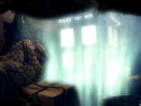 The TARDIS gets "towed".