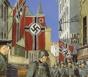 Swastika banners in occupied 