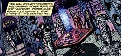 Invaded by Cybermen. (COMIC: Dreadnought [+]Gary Russell, Radio Times comic stories (BBC Magazines, 1996).)