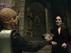 Davros shows Kara her own deadly transmitter.