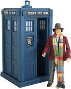 Fourth Doctor with sonic screwdriver and swappable head and TARDIS
