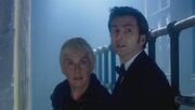 The Doctor and Mrs Moore in the tunnels.