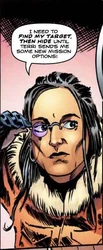 Doom uses her eyepiece to check who her target is.