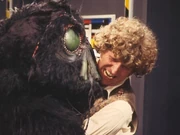 The Doctor grapples with a . (:  [+]Bob Baker, Doctor Who season 17 (BBC1, 1979)
