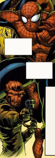 Spider-Man in his , as  by . (:  [+]Ben Raab, Excalibur crossovers (Marvel Comics, 2000)