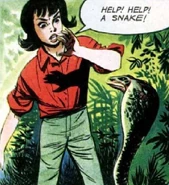 SnakeAndGillian.jpg (46 KB) This works, too: The point of this picture is to illustrate the snake, so the word balloon actually helps illustrate the concept. This means that widescreen cropping is automatically impossible, but the integrity of the balloon is kept intact. Note here that the original had a bit more of the balloon in frame, but the important thing is that none of the letters have been clipped.