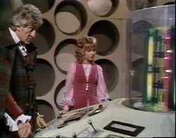 Doctor and Jo in the TARDIS Peladon