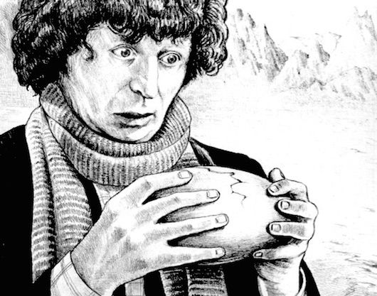 The Fourth Doctor holding an egg