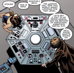The Fourth Doctor, Leela and K-9 around the console. (COMIC: A Rare Gem [+]Scott & David Tipton, Prisoners of Time (IDW Publishing, 2013).)