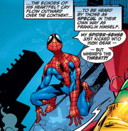 Spider-Man hears 's call. (:  [+]Chris Claremont, Fantastic Four (1998) comic stories (Marvel Comics, 1998)