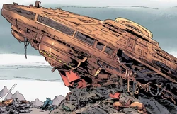 A crashed Dalek mothership on Veestrax
