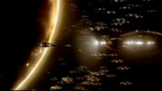 The Daleks bombarding Gallifrey from orbit