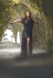 Ikalla walks barefoot through a grove. (:  [+]Doctor Who card games (Reality+, 2021)