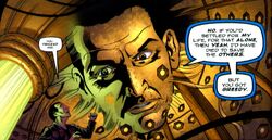 With his body stolen, the Ninth Doctor manifests in the TARDIS’ ceiling. (COMIC: The Cruel Sea [+]Robert Shearman, DWM Comics (2005).)