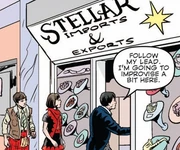 Jamie, Zoe and the Doctor enter  in the 