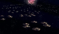 The Emperor's fleet at the edge of the solar system. (:  [+]Russell T Davies, Doctor Who series 1 (BBC One, 2005)