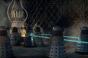 The Emperor's Black Dalek Leaders engage the Humanised Daleks