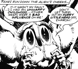 Beep the Meep crying.jpg (138 KB) "Tears run down the alien's cheeks..." (COMIC: Doctor Who and the Star Beast)